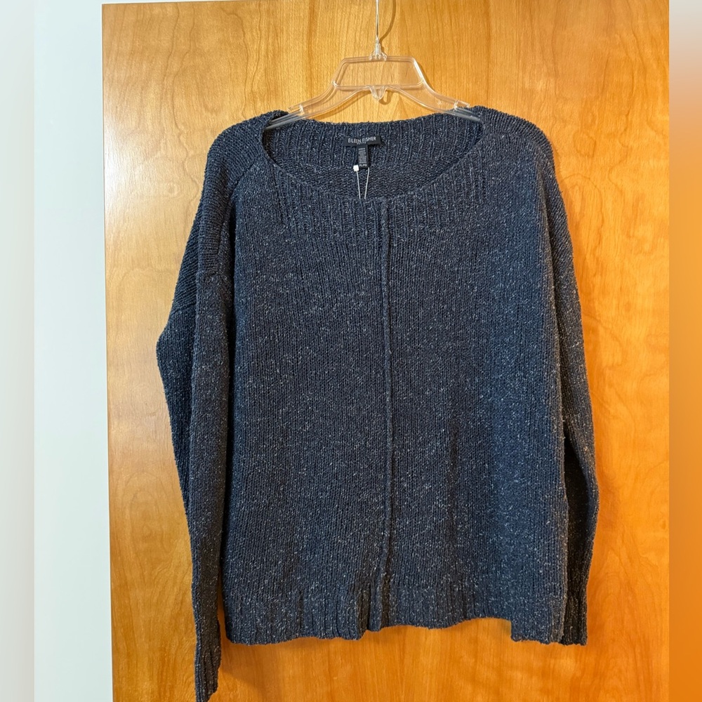 Eileen Fisher Twisted Silk Knit Wide Neck Top Sweater NWT Petite Large PL